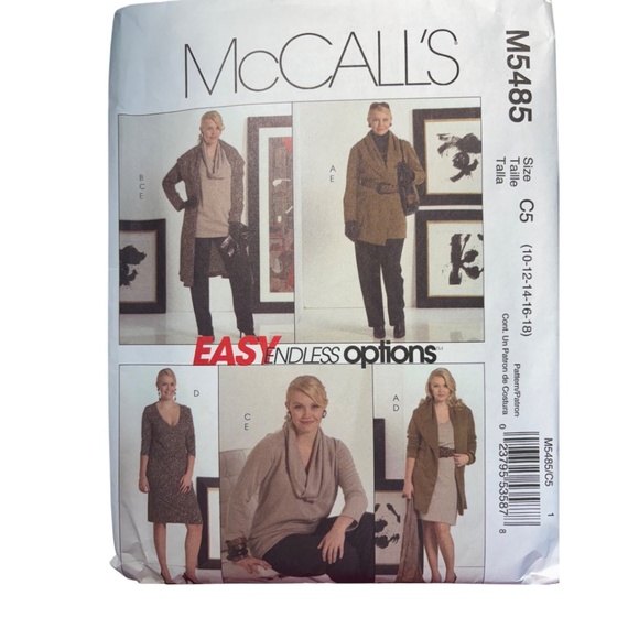 McCalls M5485 Sewing Pattern Uncut EASY Jacket Tunic Dress + More Sizes 10-18 - Picture 2 of 2